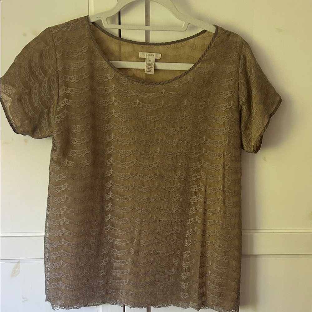 J. Crew Beige Lace Top